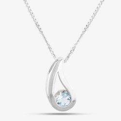 Silver Blue Topaz Tear Drop Pendant GK-P2621T
