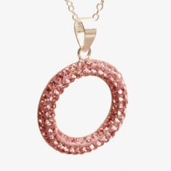 T H Baker Silver Pavé Pink Cubic Zirconia Open Pendant P-1586-PNK