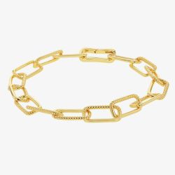 LUXE Silver Gold Plated Twisted Paperlink Chain Bracelet 8.26.0272
