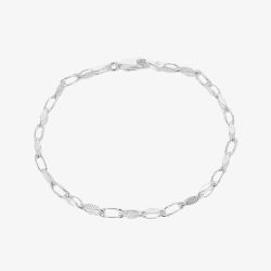 Silver Textured Oval Paperlink Chain Bracelet 8.20.0752