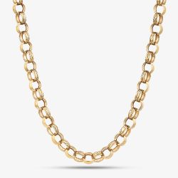 Sterling Silver Gold Tone 24 Inch Patterned Belcher Chain S1075Y-24