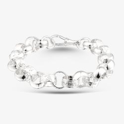 Sterling Silver Patterned Belcher Chain Bracelet S1072-09