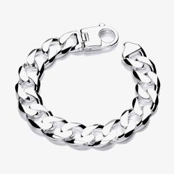 Sterling Silver 7.5 Inch Curb Chain Bracelet S5372