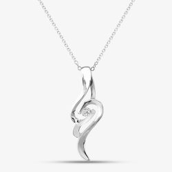 Silver Cubic Zirconia Large Swirl Necklace CP8741