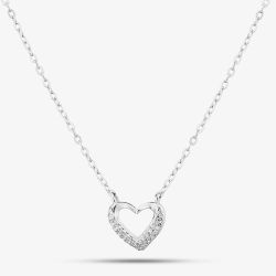 Silver Cubic Zirconia Heart Necklace 18739