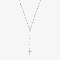 Sterling Silver 24 Inch Rosary Necklace S7092
