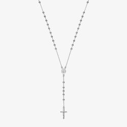 Sterling Silver 28 Inch Rosary Necklace S7094