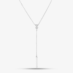 Sterling Silver Cubic Zirconia Triangle Lariat Necklace N611054