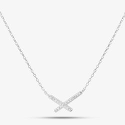 Sterling Silver Cubic Zirconia Cross Necklace N611076