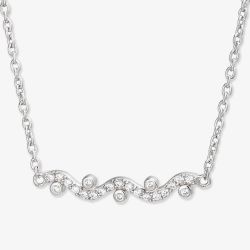 Silver & Cubic Zirconia Wave Necklace 2THB020304