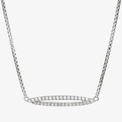 Silver & Cubic Zirconia Open Oval Necklace 2THB020704