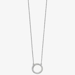 Sterling Silver Cubic Zirconia Pave Open Circle Necklace N4216C