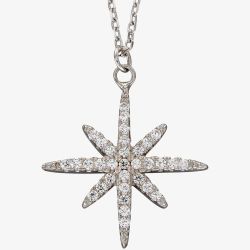 Sterling Silver Cubic Zirconia Pave Starburst Necklace N4421C