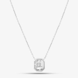 Sterling Silver Asscher-Cut Clear Crystal Necklace N4476C