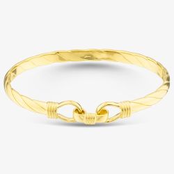 Gold Plated Medium Solid Hook Bangle S8033Y
