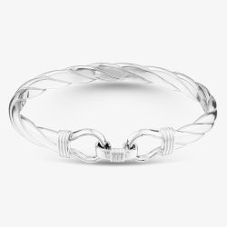Sterling Silver Large Solid Hook Bangle S8034