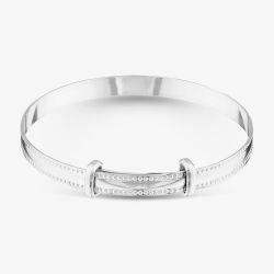 Sterling Silver 4mm Beaded Edge Expandable Baby Bangle S8001