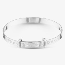 Sterling Silver 4mm Nursery Patterned Expandable Baby Bangle S8004