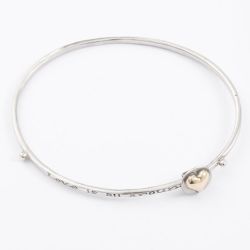 Silver Oval Sliding Love Is All Around Heart Bangle NH270