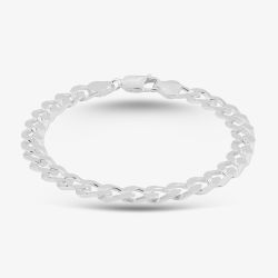 Sterling Silver Flat Square Link Curb Bracelet 20cm 8.23.7123