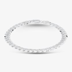 Silver 8.5 Inch Flat Curb Chain Bracelet SBUF-680-AG-8.5