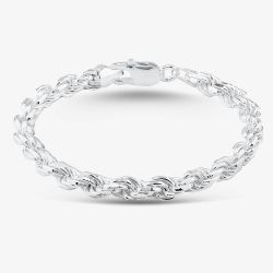 Silver 7.5 Inch Rope Chain Bracelet SDCR-560-AG-7.5