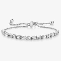 Sterling Silver Mixed Cut Cubic Zirconia Sliding Bracelet SBG0024