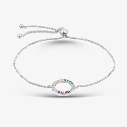 Sterling Silver Multi Coloured Cubic Zirconia Circle Bracelet AB1085ENN-AQZ-YEZ-PSY-PZ/R