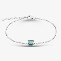 Sterling Silver Square Cut Teal Cubic Zirconia Bracelet AB4253TMNN-A75/R