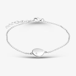 Sterling Silver Cubic Zirconia Engravable Disc Bracelet AB4202Z/R