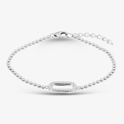 Sterling Silver Cubic Zirconia Oval Link Bracelet AB4098Z/R