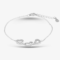 Silver 6.5-8.5 Inch Pavé Open Heart Bracelet B613594