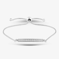 Silver & Cubic Zirconia Bar Toggle Bracelet 2THB018604