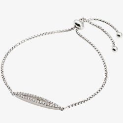 Silver & Cubic Zirconia Open Oval Toggle Bracelet 2THB020804