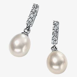 Sterling Silver Freshwater Pearl & Cubic Zirconia Drop Earrings E3385W