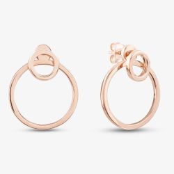 Rose Gold Plated Double Circle Dropper Stud Earrings ME0408D ROSE