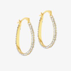 LUXE Silver Gold Plated Cubic Zirconia Oval Hoop Earrings 8.51.3201