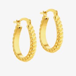 LUXE Silver Gold Plated 27mm Oval Twisted Creole Earrings 8.52.9993
