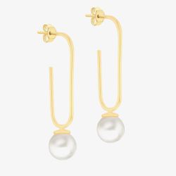 LUXE Silver Gold Plated Freshwater Pearl Dropper Earrings 8.54.5064