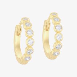 LUXE Silver Gold Plated 14mm Cubic Zirconia Hoop Earrings 8.58.0004