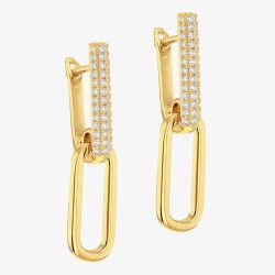 LUXE Silver Gold Plated Cubic Zirconia Paperlink Dropper Earrings 8.58.0392