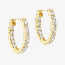 LUXE Silver Gold Plated 21mm Cubic Zirconia Hoop Earrings 8.95.0179