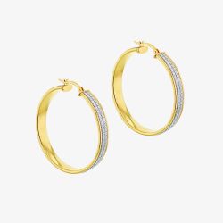 Silver Yellow Gold Plated 40mm Stardust Hoop Earrings 8.51.2929