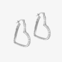 Silver Cubic Zirconia Heart Hoop Earrings 8.51.3213