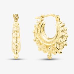 Silver Gold Plated Fancy Patterned Creole Hoop Earrings S3004