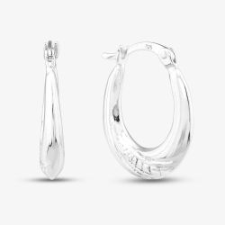 Sterling Silver Oval Creole Hoop Earrings S3037