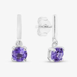 Sterling Silver Purple Amethyst Dropper Earrings E6487M