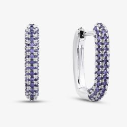 Sterling Silver Rhodium Plated Purple Cubic Zirconia Creole Earrings 8.58.0028