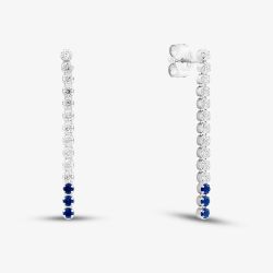 Sterling Silver Rhodium Plated Two Colour Cubic Zirconia Drop Earrings 8.58.8559