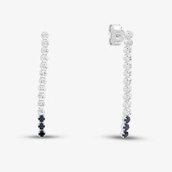 Sterling Silver Rhodium Plated White & Black Cubic Zirconia Drop Earrings 8.58.9369